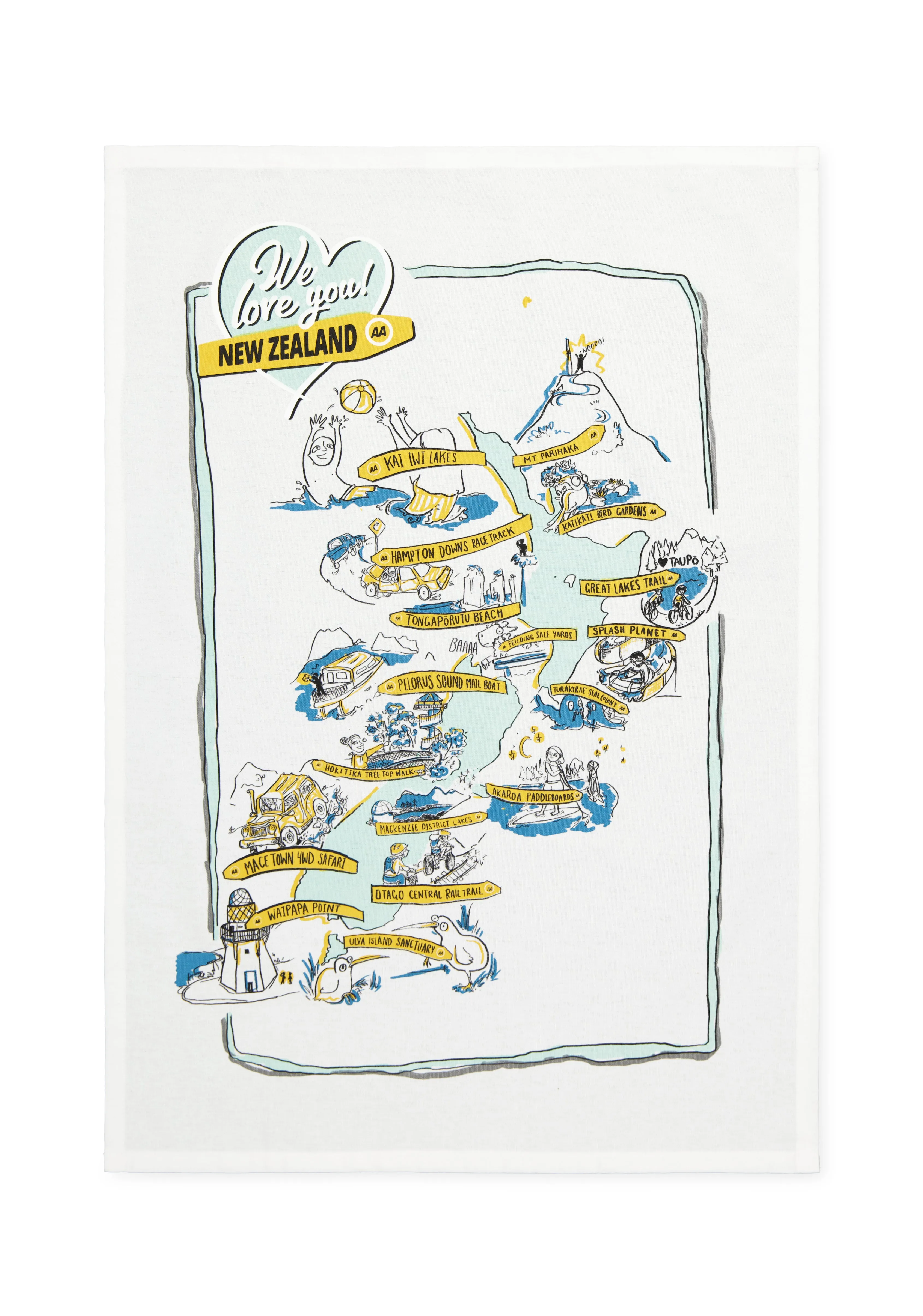 AA "We Love You NZ" Tea Towel AA Exclusive