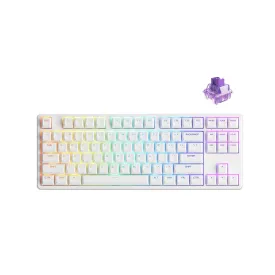 Akko 5087S Shine-Through RGB Hot-Swappable Mechanical Keyboard White(Akko CS Jelly Purple)