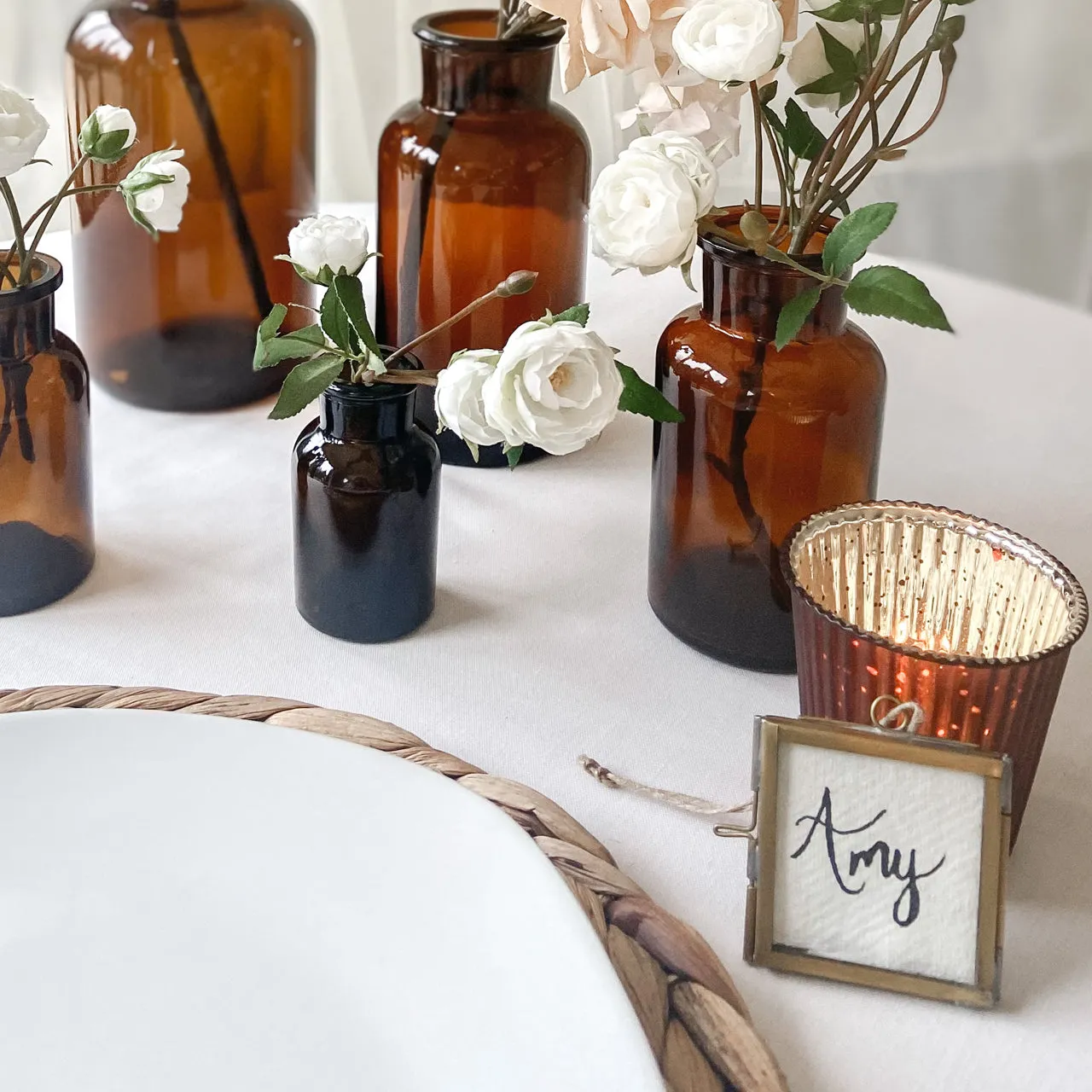 Amber Brown Glass Apothecary Bottles - Wedding Vases