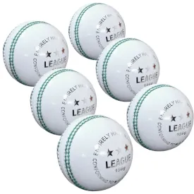 Bratla League Cricket Ball Leather Hard Ball Hand Stitched Pack of 6 Senior 156g