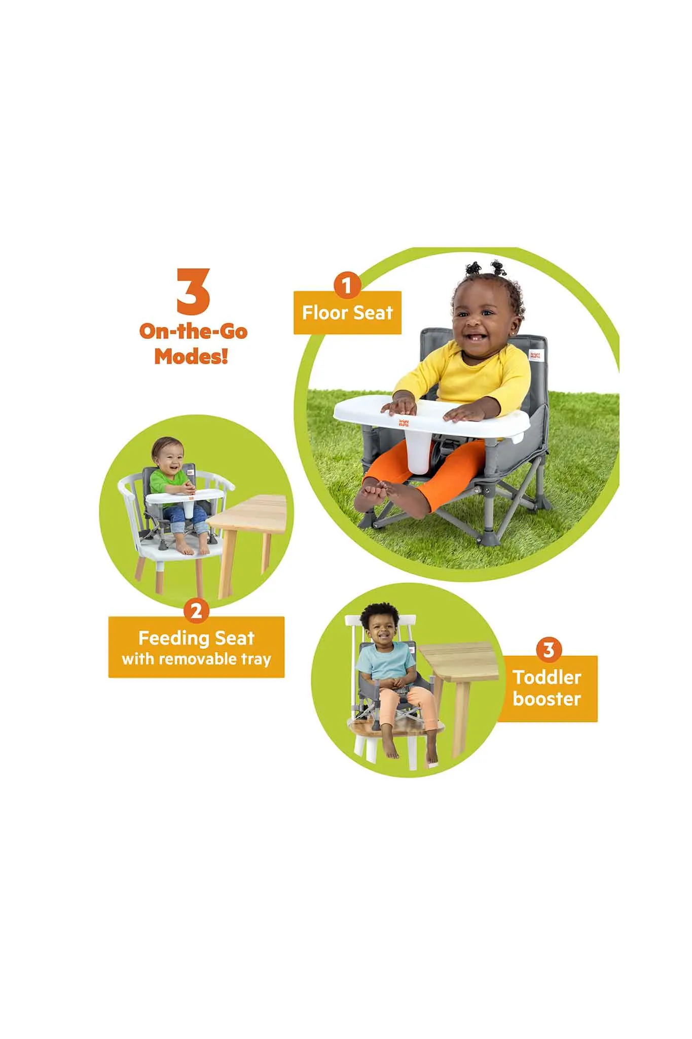 Bright Starts Pop 'N Sit Portable Foldable Compact Booster Chair