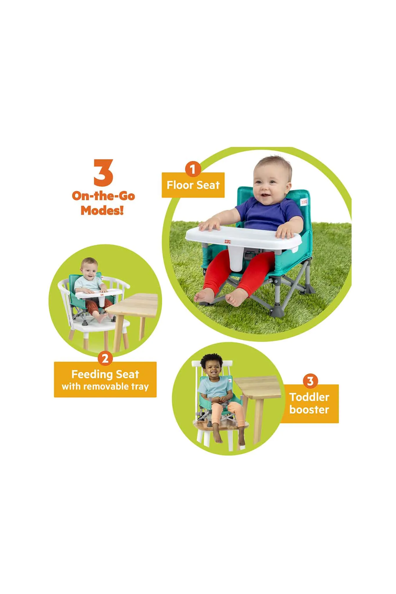 Bright Starts Pop 'N Sit Portable Foldable Compact Booster Chair