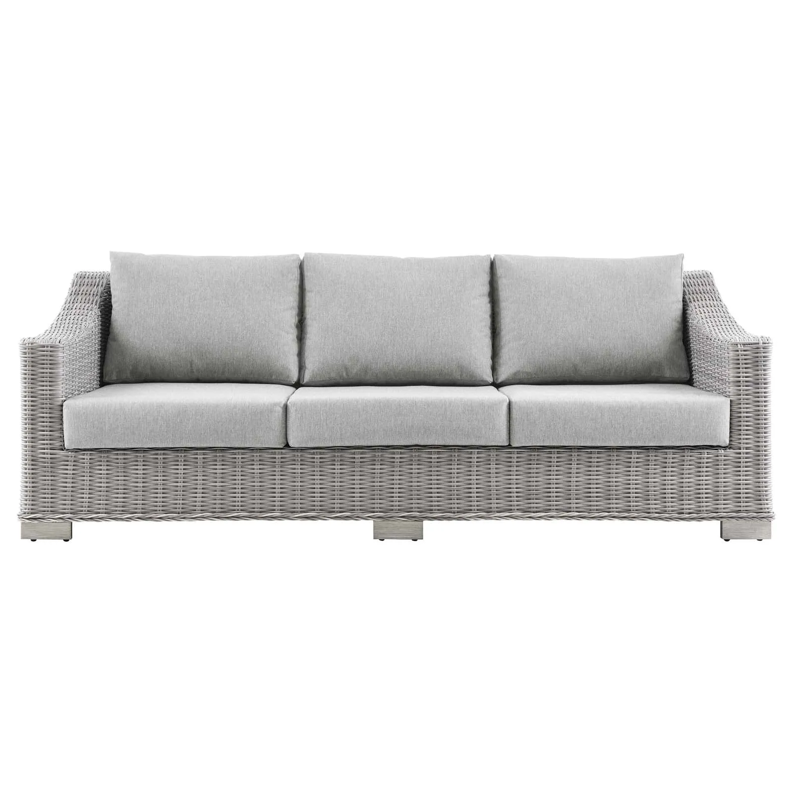 Conway Outdoor Patio Wicker Rattan Sofa Light Gray Gray EEI-4842-LGR-GRY