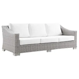 Conway Outdoor Patio Wicker Rattan Sofa Light Gray White EEI-4842-LGR-WHI