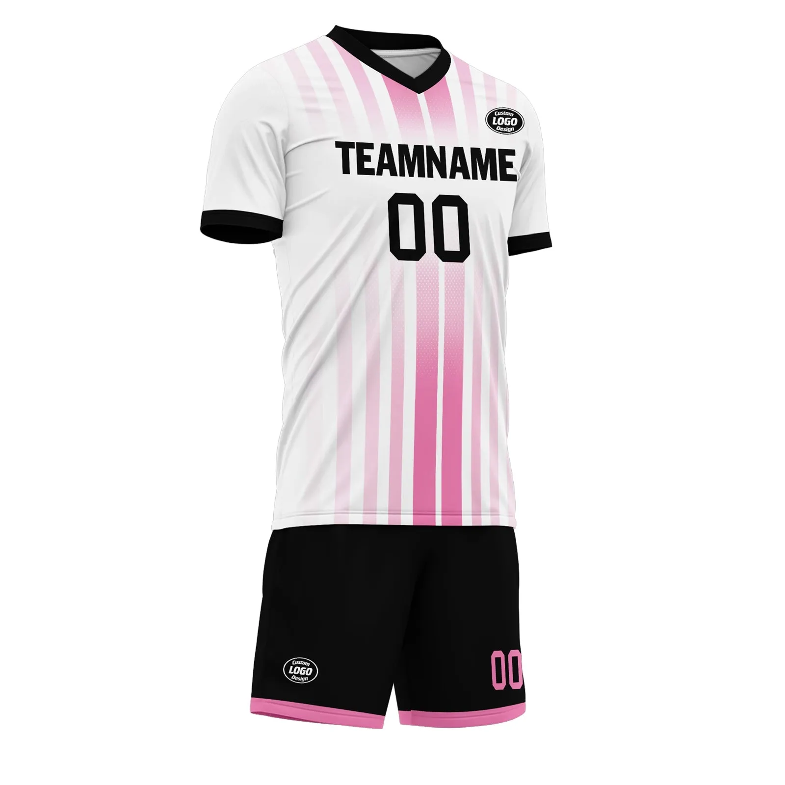 Custom White Pink Soccer Sets Jersey Personalized SCJ101-D020131-6