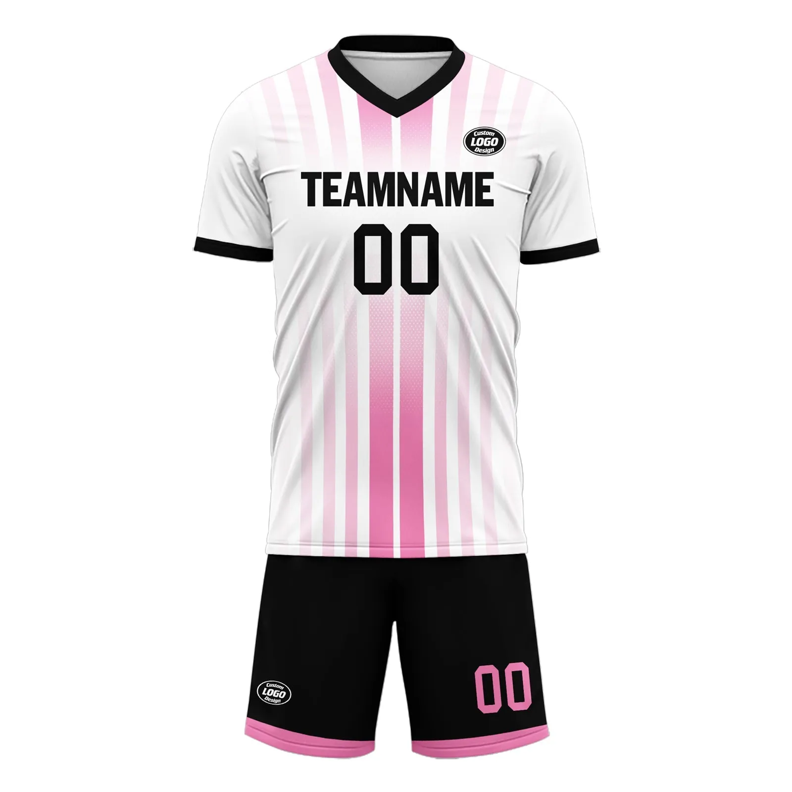 Custom White Pink Soccer Sets Jersey Personalized SCJ101-D020131-6