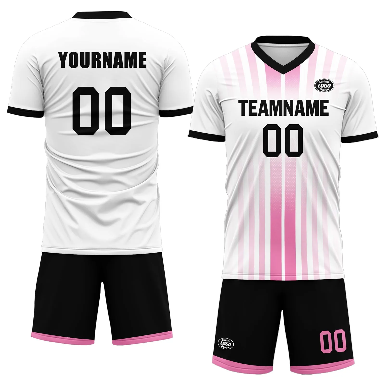 Custom White Pink Soccer Sets Jersey Personalized SCJ101-D020131-6