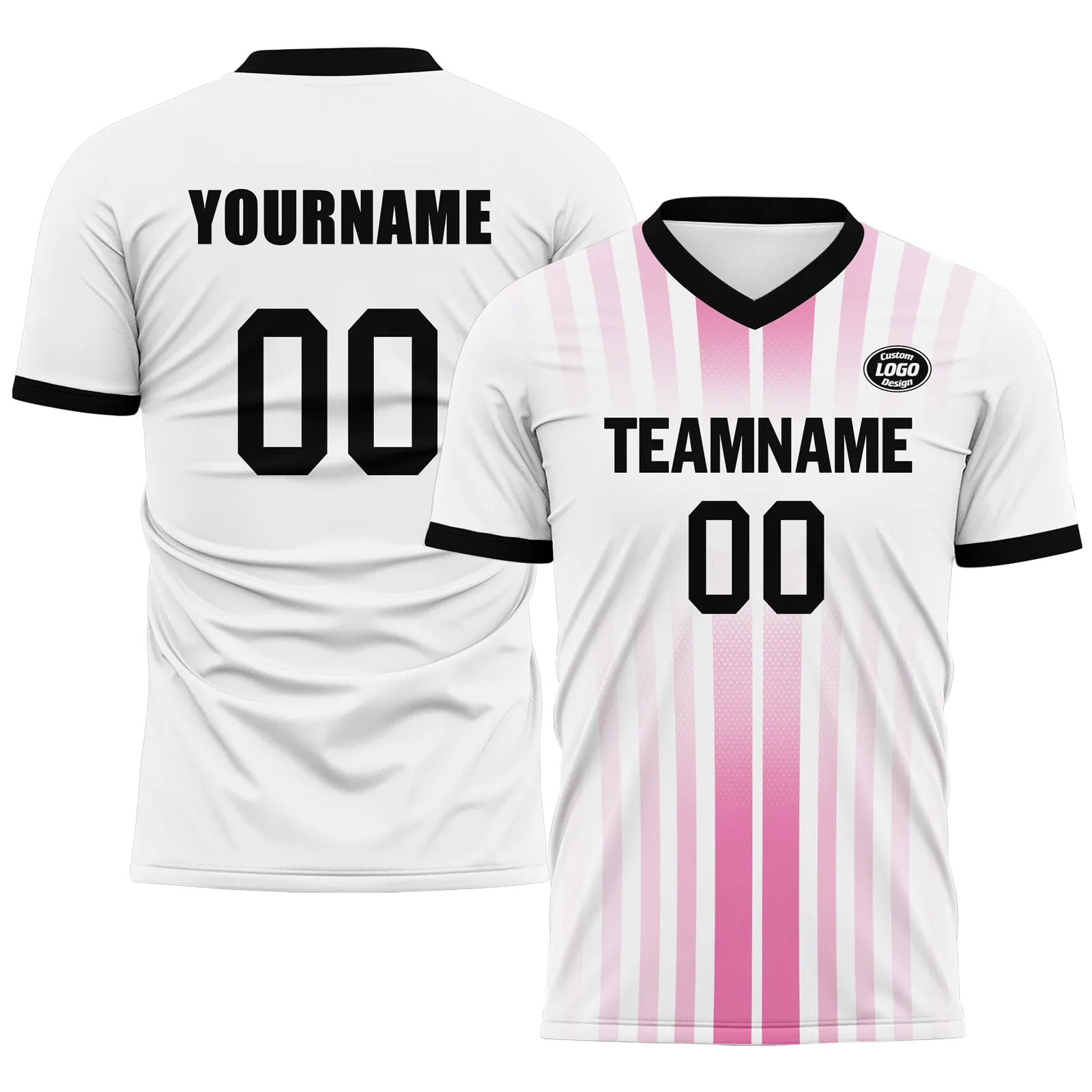 Custom White Pink Soccer Sets Jersey Personalized SCJ101-D020131-6