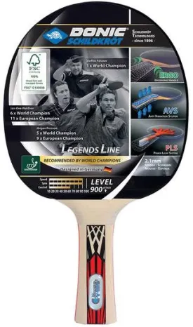 Donic Schildkröt Legends 900 Table Tennis Equipment Black, Red, Wood