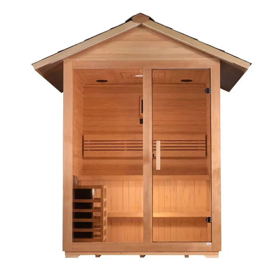 Golden Designs "Arlberg" 3 Person Traditional Outdoor Sauna -  Canadian Hemlock