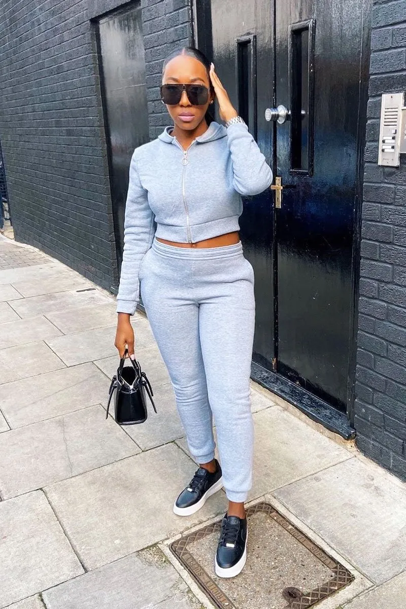 Grey Hoodie and Joggers Loungewear Co-ord Set - Bluebell