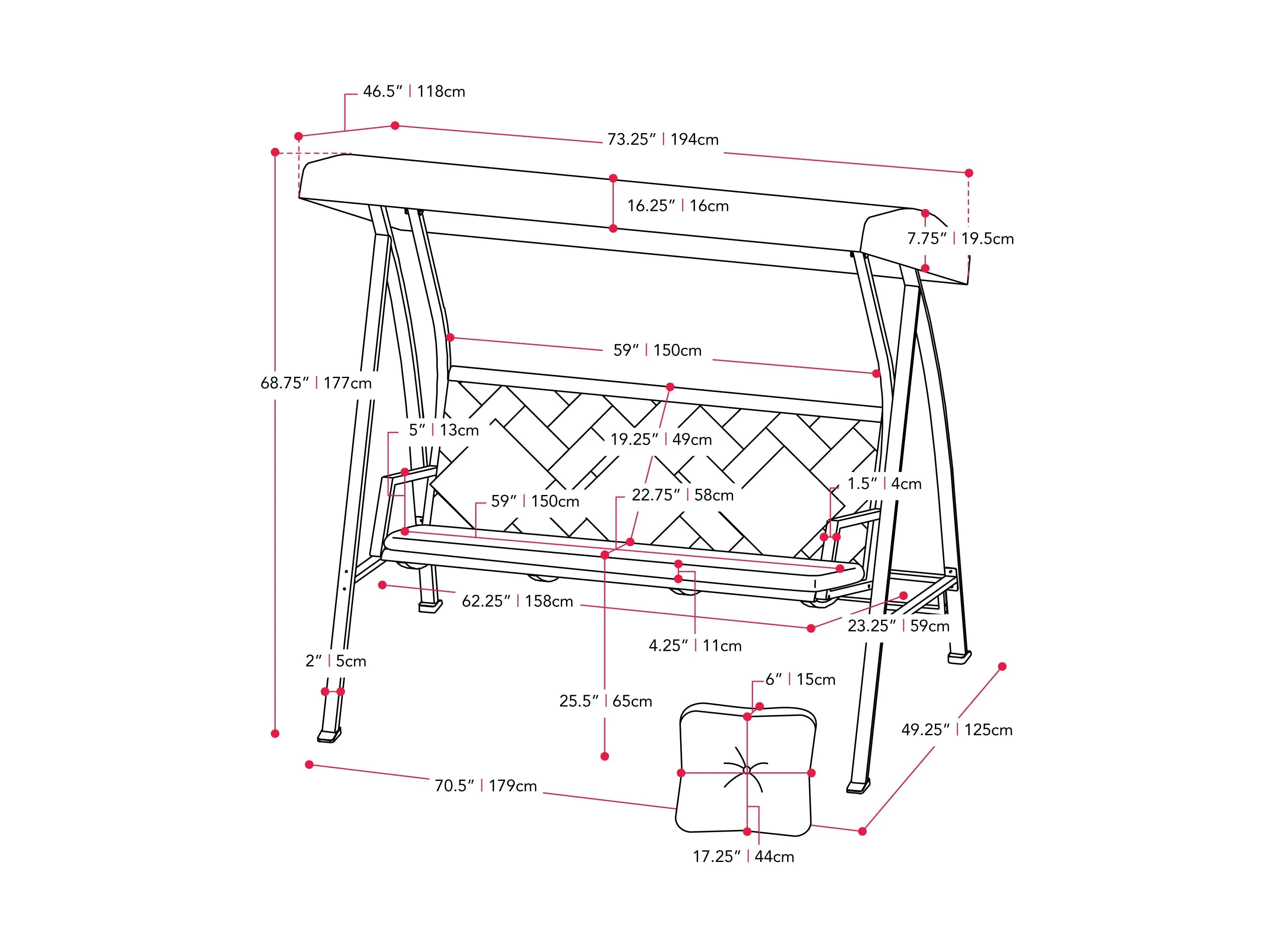 Grey Patio Swing With Canopy