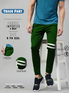 Men Striped Green Track Pants (Pack of 1)