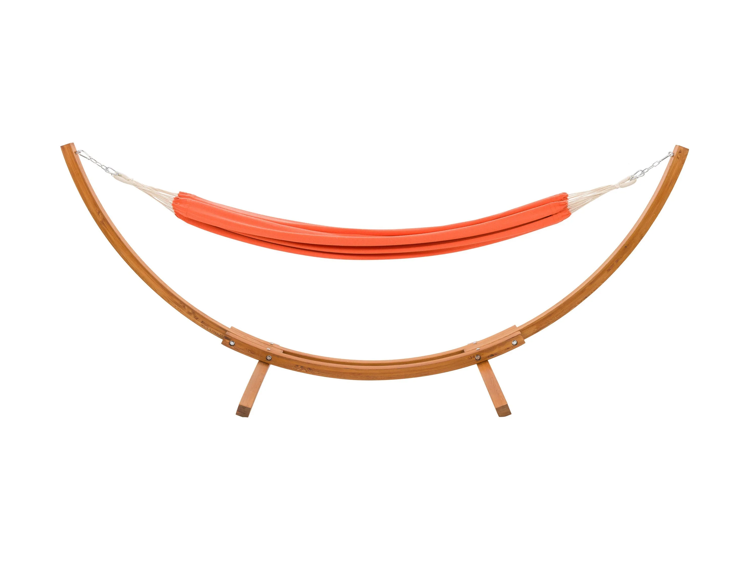 Orange Hammock with Wood Stand