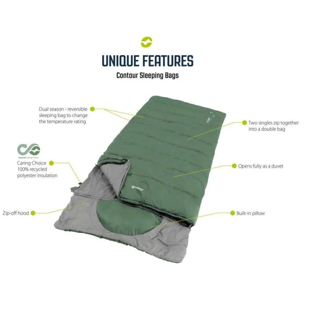 Outwell Sleeping Bag Contour - Right Zip (Midnight Black)