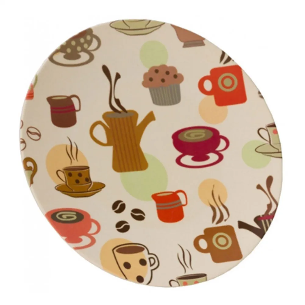 Vango Bamboo Dessert Plate 20cm (Coffee Cup Print)