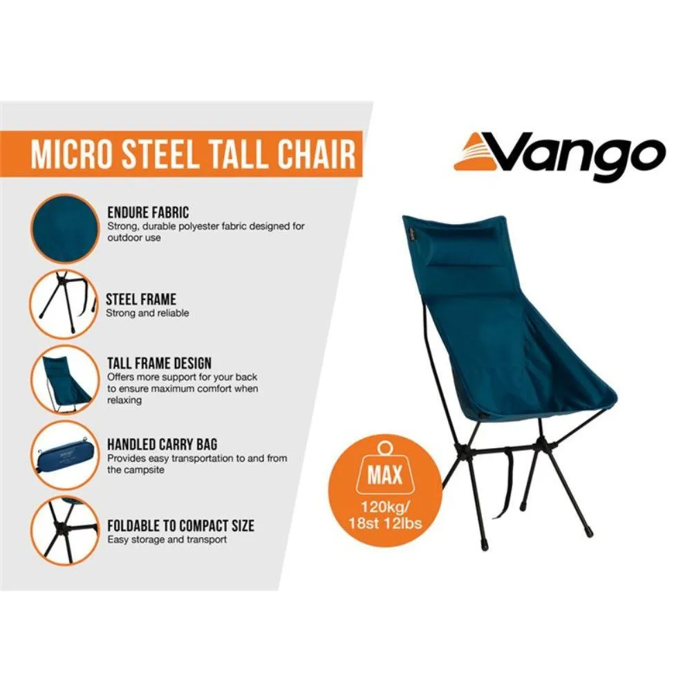 Vango Micro Steel Tall Chair (Mykonos Blue)