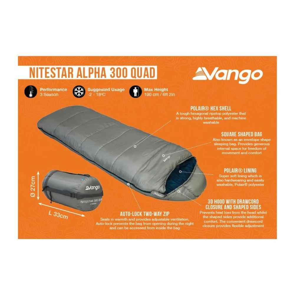 Vango Nitestar Alpha 300 Quad Sleeping Bag (Fog)