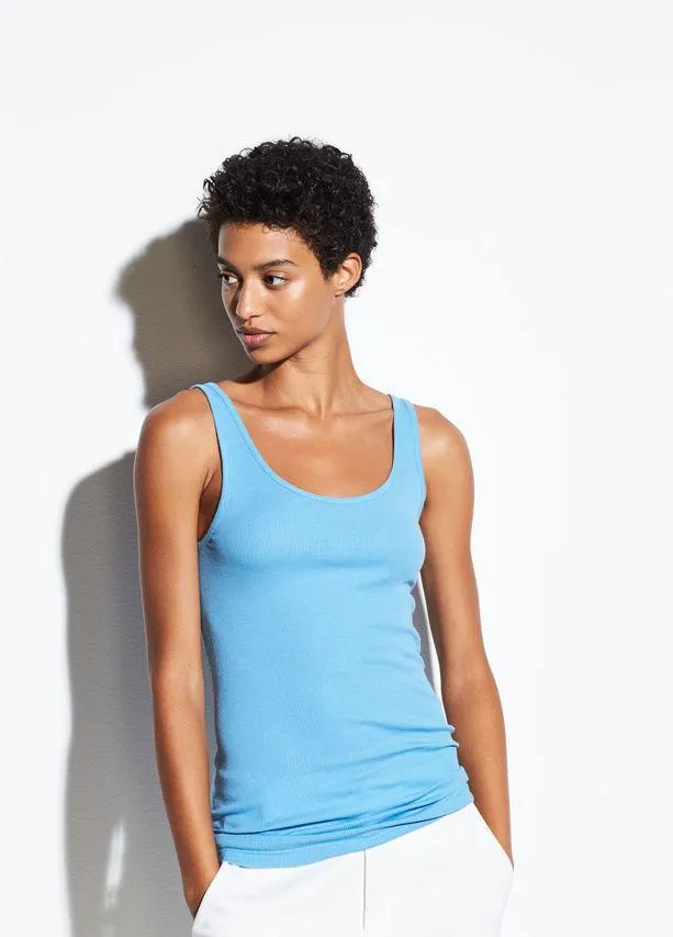 VINCE - Scoop Neck Tank in Blue Pumice