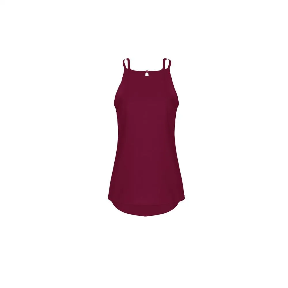 Women Summer T-Shirt Sleeveless Halter Solid Color